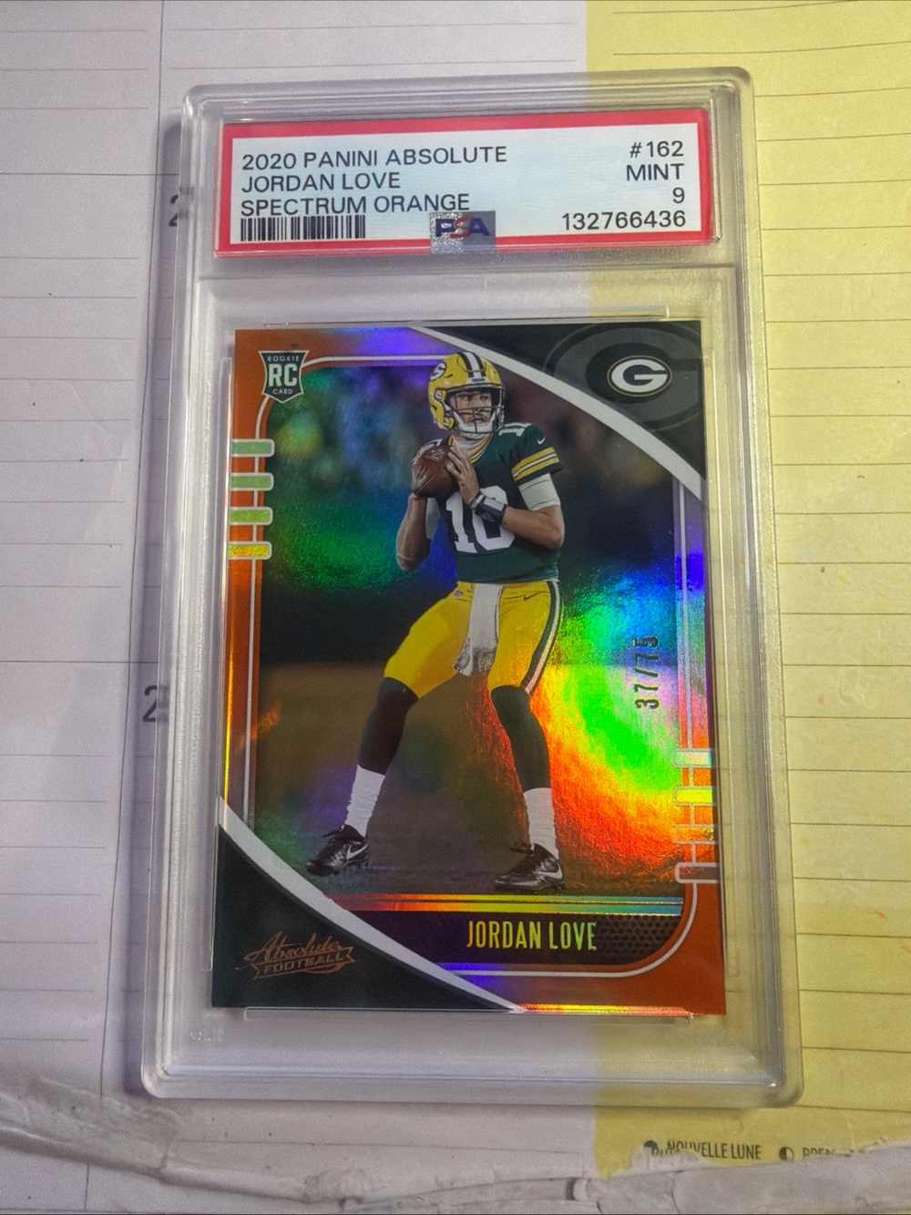 2020 Panini Absolute - Rookie Jordan Love #162 Spectrum Orange/75RC Psa 9